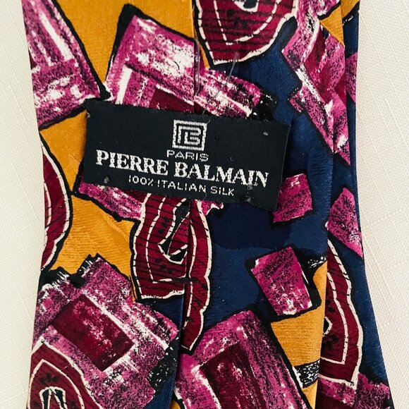 Pierre Balmain Mens Necktie Paris Design of Italian Silk 57 in x 4 in Tie - Picture 4 of 7